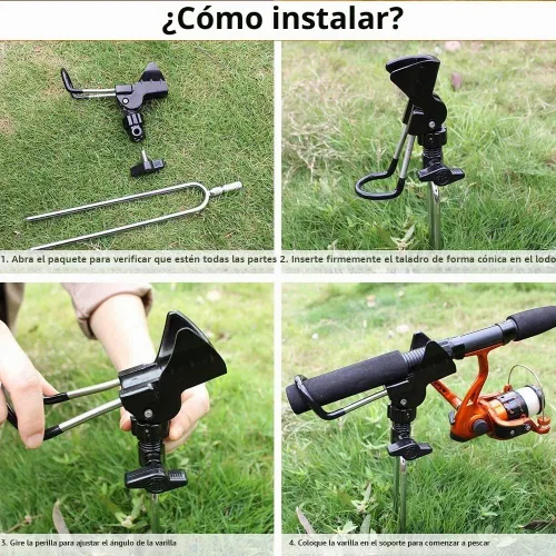 Vista 6 de Aluminum Bank Fishing Rod Holder with 10 Fishing Bells