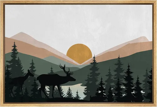 Vista 12 de SIGNFORD Lienzo Enmarcado Impresión Arte de Pared Océano Pastel Luz del Sol Puesta de Sol Horizonte Naturaleza Vida Silvestre Ilustraciones Arte