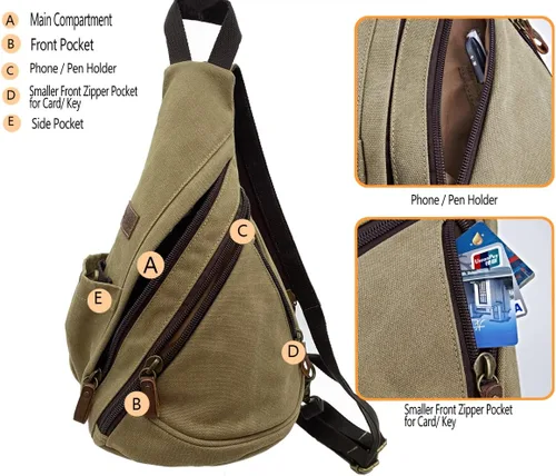 Vista 3 de Bolso bandolera de lona convertible para el pecho, mochila de hombro para hombres y mujeres, al aire libre, ciclismo, viajes