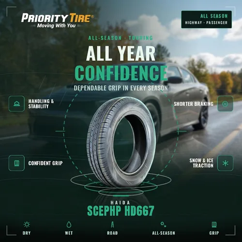 Vista 3 de Haida SCEPHP HD667 - Neumático radial para turismo de todas las estaciones 145/70R12 145/70/12 145/70-12 69Q Rango de carga SL 4 capas BSW Pared