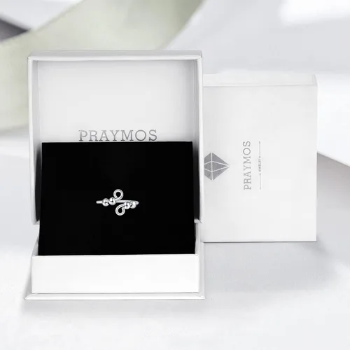 Vista 6 de PRAYMOS Anillo de plata de ley 925 ajustable abierto para mujer con caja de joyería, Plata Esterlina
