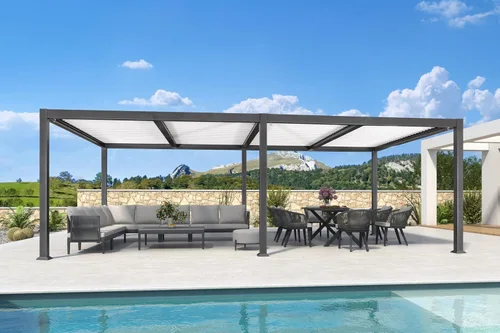 Vista 15 de PURPLE LEAF - Pergola con listones de 11 x 18 pies, marco de aluminio blanco para patios