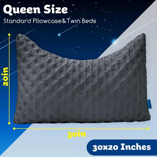 Vista 7 de KUCEY Almohada refrescante para dormir de lado para dolor de cuello y hombros, almohadas de cama curvadas de espuma viscoelástica triturada de lujo