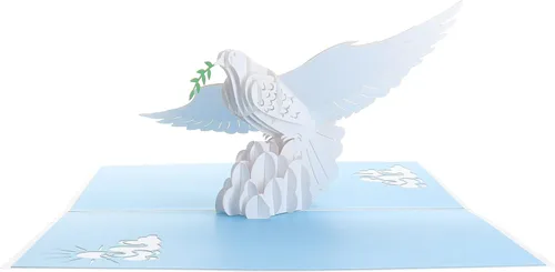 Vista 4 de iGifts And Cards Peaceful Dove - Tarjeta emergente de 6 x 8 pulgadas, paloma blanca 3D que simboliza la fe, esperanza, amor, paz, condolencias