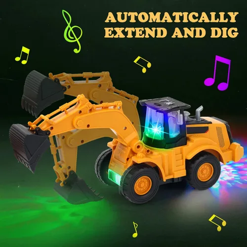 Vista 4 de Kizeefun Excavadora camión niños juguetes,Excavadora con rueda universal