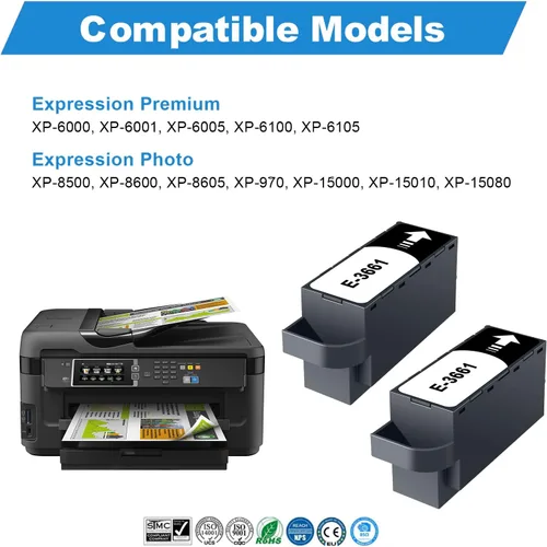 Vista 2 de T3661 Caja de mantenimiento para Epson XP-15000 XP-970 XP-6100 XP-6000, paquete de 2