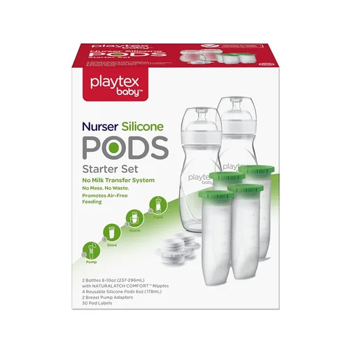 Vista 5 de Playtex Baby Nurser - Cápsulas de silicona reutilizables, 4 onzas (6 unidades), anticólicos, reducción de gases, se conecta al extractor de leche