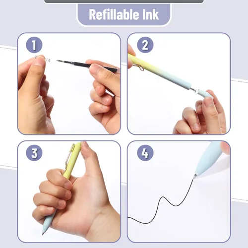 Vista 5 de Mr. Pen - Bolígrafos de gel retráctiles, paquete de 12, bolígrafos de gel de tinta negra de punta fina 0.5mm, barril degradado, secado rápido