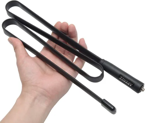 Vista 4 de Abbree SMA - Antena de banda dual hembra VHF/UHF 144/430 MHz antena de látigo suave de alta ganancia para radio bidireccional Baofeng UV-5R UV-82.