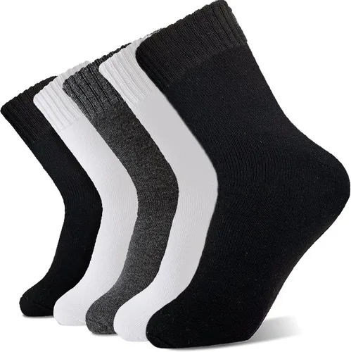 Vista 7 de VoJoPi Wool Socks Mens Thick Warm Thermal Winter Boot Socks 5 Pairs 2 negro/2 gris oscuro/1 gris claro
