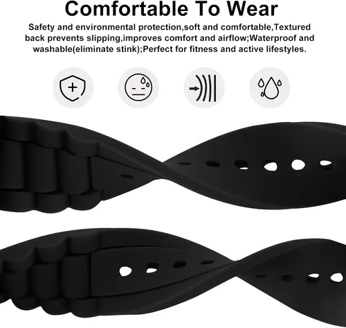 Vista 2 de Men's Black Silicone Rubber Watch Straps Bands Waterproof for Fossil Watch Replacement