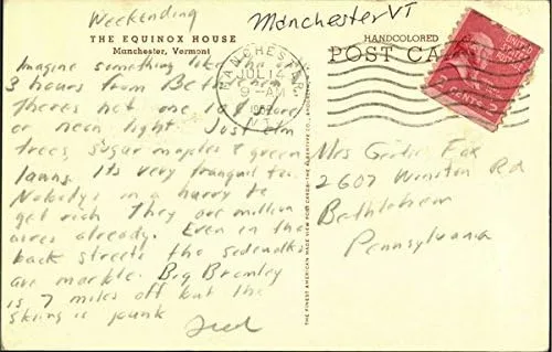 Vista 2 de The Equinox House Manchester, Vermont VT Original Antique Postcard 1952