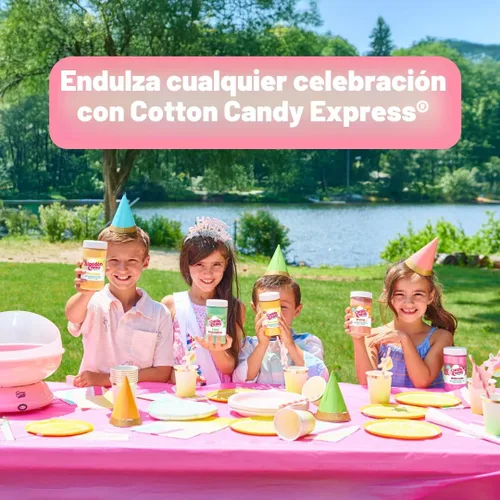 Vista 4 de Cotton Candy Express CC1000-S Máquina de Algodón de Azúcar, con 5 Frascos de 11 oz. de Cereza, Uva, Frambuesa Azul, Naranja, Azúcar de Algodón