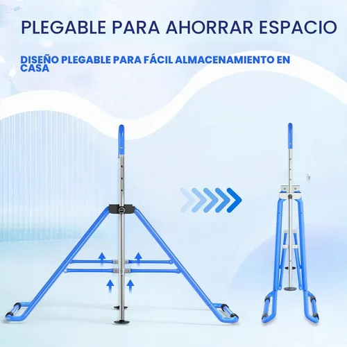 Vista 4 de Safly Fun Foldable Gymnastics Bar for Kids, Adjustable 35"-51", Sturdy 145 lbs Capacity, Easy-to-Assemble, Gymnastics Equipment for Kids for Azul