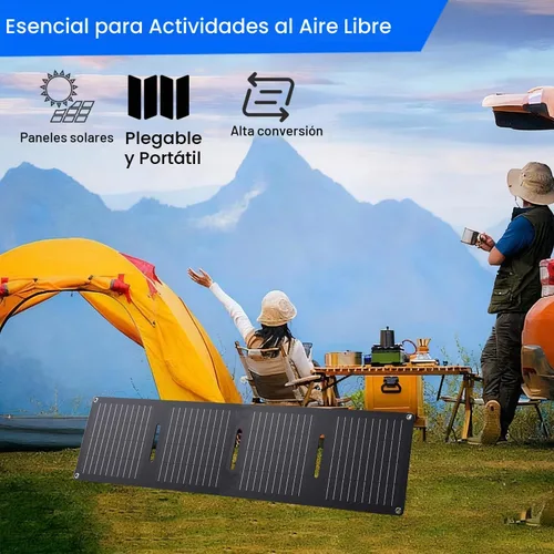 Vista 7 de Paneles solares portátiles de 30 W, ETFE Panel solar plegable con puertos USB-C/USB-A/CC para senderismo, camping, mochileros, cargador solar