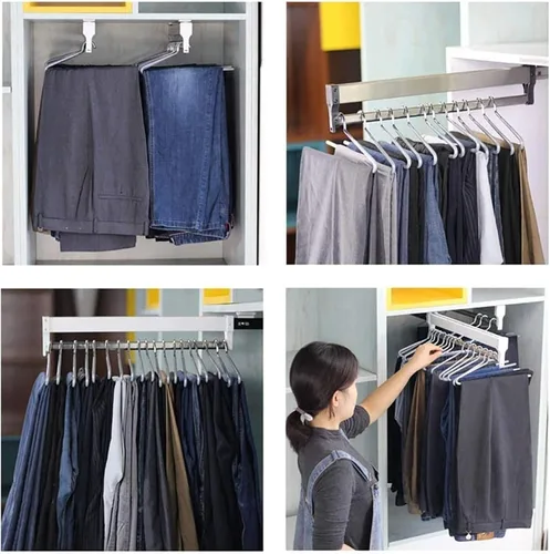 Vista 6 de Organizador de armario para pantalones y abrigos, soporte organizador de ropa ajustable, organizador de armario de acero inoxidable, estante