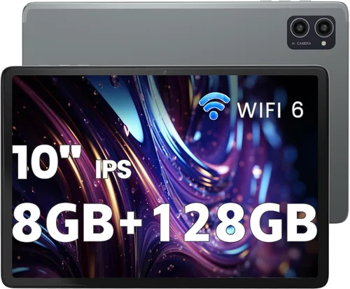 Vista 10 de Azeyou 2025 Tablet Android 14 Actualizada, Tablet de 10.1 Pulgadas Procesadores Octa-Core con 8GB RAM 128GB ROM, Pantalla Táctil IPS, Wi-Fi 6, BT