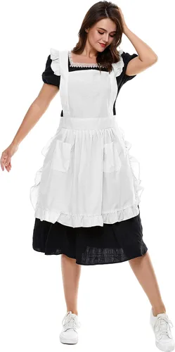 Vista 5 de Delantal retro ajustable con bolsillos, tamaño pequeño a grande para mujer de LilMents