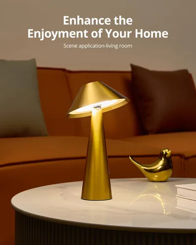 Vista 7 de Bojim Lámpara de mesa inalámbrica recargable, luces LED de mesa inalámbricas, funciona con pilas, táctil para 3 colores regulables, impermeable IP54