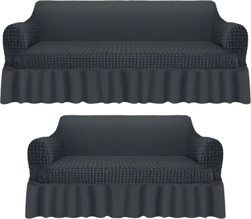 Vista 10 de Fanfanwin Juego de 2 piezas de funda elástica para sofá con falda, funda para cojines de sofá con falda, duradera, lavable, de alta elasticidad