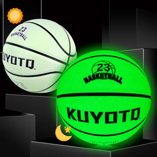 Vista 2 de KUYOTQ Glow in The Dark Glowing Basketball Composite Leather Luminous Size 7 Basketball 29.5" Gift for Men Women in&Outdoor Night Game(Deflated)