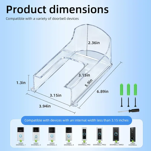 Vista 2 de Cubierta de lluvia de plástico transparente para timbre, protector impermeable para todos los modelos de videoporteros Ring 1/2/3/4/2020/Pro/Pro 2