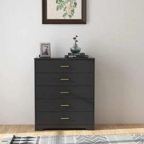 Vista 2 de Panana Cómoda para dormitorio con cajones de 4/5, cómoda de madera, unidad organizadora de almacenamiento para dormitorio, sala de estar, pasillo