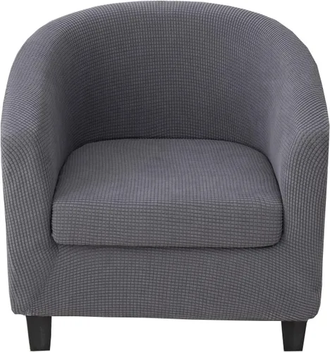 Vista 14 de CRFATOP - Funda elástica para sillón de club (2 piezas) 1 Club Cover & 1 Cushion Cover, Soft Round Tub Sofa Covers, Pet Friendly, Washable