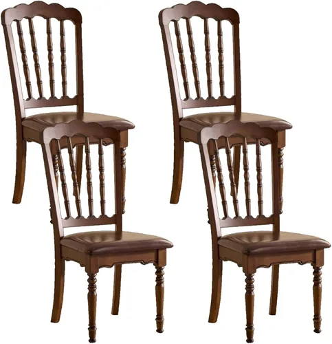 Vista 10 de Wooden Dining Chairs Set of 4 Upholstered Kitchen Chair with Slatted Backrest, Classic Armless Dining Chair for Restaurants/Kitchens(Fabric Cushion