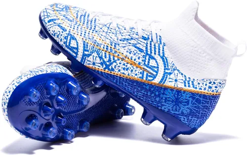 Vista 4 de Boys Girls Soccer Cleats Indoor Soccer Shoes High Top Training Youth Football Cleats Outdoor Soccer Shoes