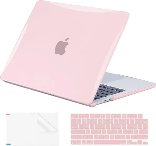 Vista 8 de EooCoo - Funda para MacBook Air de 15 pulgadas M5 M4 M3 M2 2026-2023, color negro cristal Easy to Install, Sturdy, Plastic Hard Shell Case &