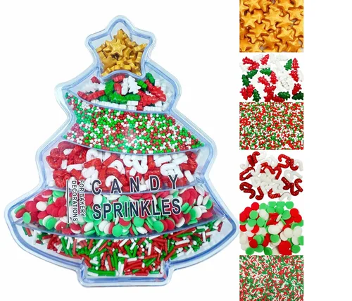 Vista 14 de Sentovac 12 piezas decoraciones comestibles para pasteles de Navidad (2 Papá Noel) Chispitas para mezclar para Navidad Suministros para fiesta 3