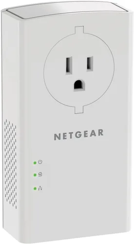 Vista 4 de NETGEAR Kit adaptador Powerline, enchufe de pared de 2000 Mbps, 2 puertos Gigabit Ethernet con paso a través + salida adicional (PLP2000-100PAS)