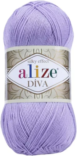 Vista 34 de Alize Diva Silk Effect 100% hilo acrílico de microfibra, 1 madejas de bola de 3.53 oz 383yds color (1 - crema)