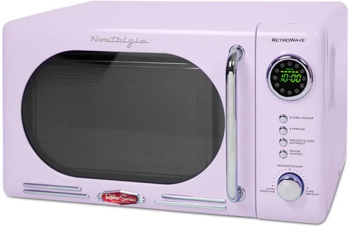 Vista 40 de Nostalgia Retro - Horno de microondas para encimera - Incluye 12 ajustes preprogramados y reloj digital - 0.9 pies cúbicos - 800 vatios - Amarillo