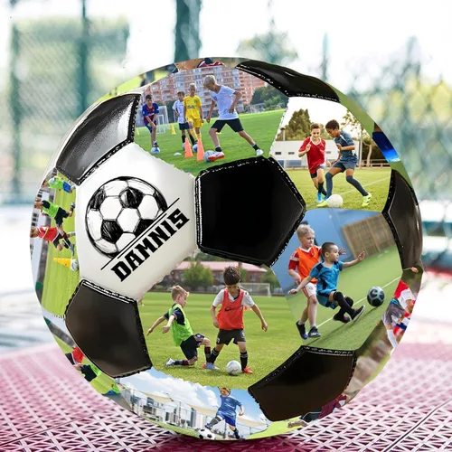 Vista 2 de Balón de fútbol personalizado con foto, pelota de fútbol personalizada con nombre, regalos de fútbol para hijo, hija, novio, aficionado al fútbol