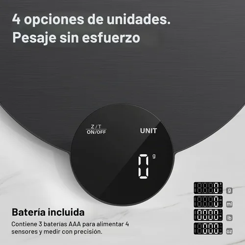 Vista 3 de Ultrean Báscula de precisión para alimentos de 1g/0.1oz, báscula de cocina digital con pantalla LED HD, acero inoxidable, capacidad de 11 libras