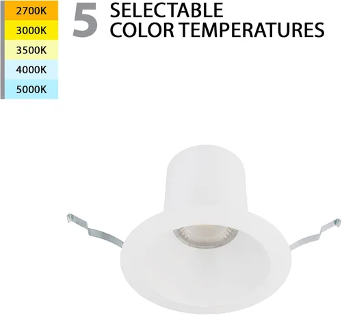 Vista 4 de WAC Lighting Blaze - Luz LED empotrable redonda de 6 pulgadas con kit de marco de nueva construcción, 5-CCT seleccionable 25 W, 2500 lúmenes