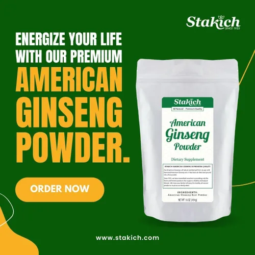 Vista 2 de Stakich Polvo de raíz de ginseng americano - Polvo puro de ginseng - 1 lb