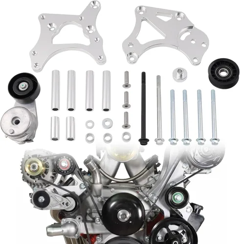 Vista 9 de Kit de Soporte de Compresor AC R4 de Intercambio LS con Tensor Compatible con LSX, LS2 LS3 LS6 LQ4 LQ9 L92 L99 Camiones/SUV Vortec GM R4 Compresor