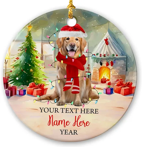 Vista 17 de Adorno de cerámica de Alaska Malamute de Feliz Navidad, decoración personalizada de Papá Noel, perro de Alaska Malamute nombre de perro, decoración