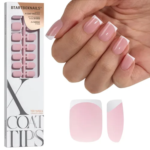 Vista 29 de BTArtboxnails XCOATTIPS White French Tip Press On Nails, XXS Squoval, Pink Lamp-Curable, 4-Week Wear, Natural Nail Look, Salon Quality Value at