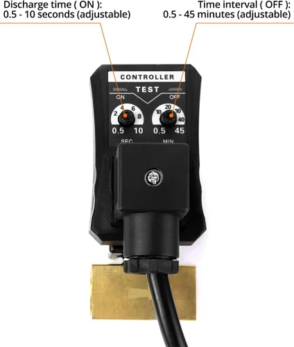 Vista 6 de QWORK Válvula automática de drenaje de condensado temporizada, 1/2" CA 110V, válvula de drenaje de acción directa de 2 vías, enchufe EE. UU