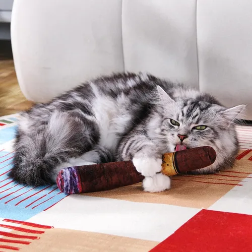 Vista 6 de Tamu style Divertido juguete de hierba gatera para gatos, juguete de peluche de 10 pulgadas, juguete suave para gatos para jugar en interiores