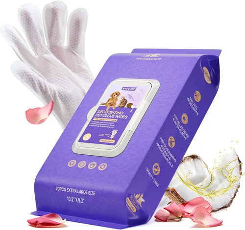 Vista 11 de HICC PET Toallitas desodorizantes de limpieza para perros y gatos, hipoalergénicas, hidratantes y nutritivas para guantes de aseo de mascotas