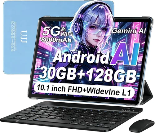 Vista 8 de Tablet Android de 10 pulgadas, 22 GB de RAM, 128 GB ROM 1 TB, tableta Android 14 con teclado y mouse, octa-Core, batería de 8000 mAh, pantalla IPS