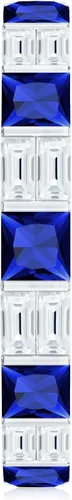 Vista 8 de Certified Lab Grown Blue Sapphire Eternity Band, AAAA Quality, Sapphire Moissanite Anniversary Ring - Ready To Gift