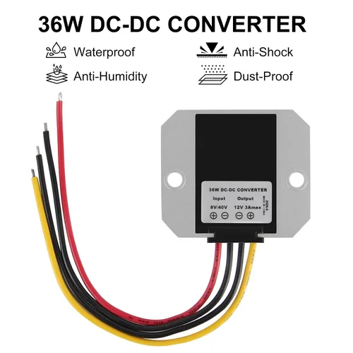 Vista 3 de Convertidor de voltaje DC 8V-40V a 12V 3A Regulador reductor de voltaje, convertidor reductor de voltaje, fuente de alimentación CC regulada