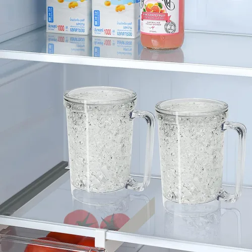 Vista 7 de Juego de 2 tazas de hielo de gel de doble pared para congelador, transparentes, 16 onzas, color blanco