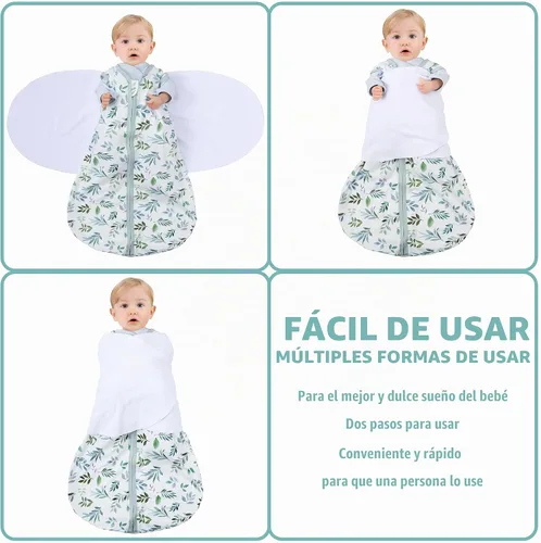 Vista 3 de BSTOPPT Saco de Dormir para Recién Nacido, Manta Enrollable para Bebé, 0-3 Meses, Manta Enrollable Ajustable en 3 Direcciones, 100% Algodón Rayón